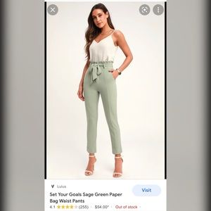 Lulu’s Sage Green Paper Bag Waist Pants